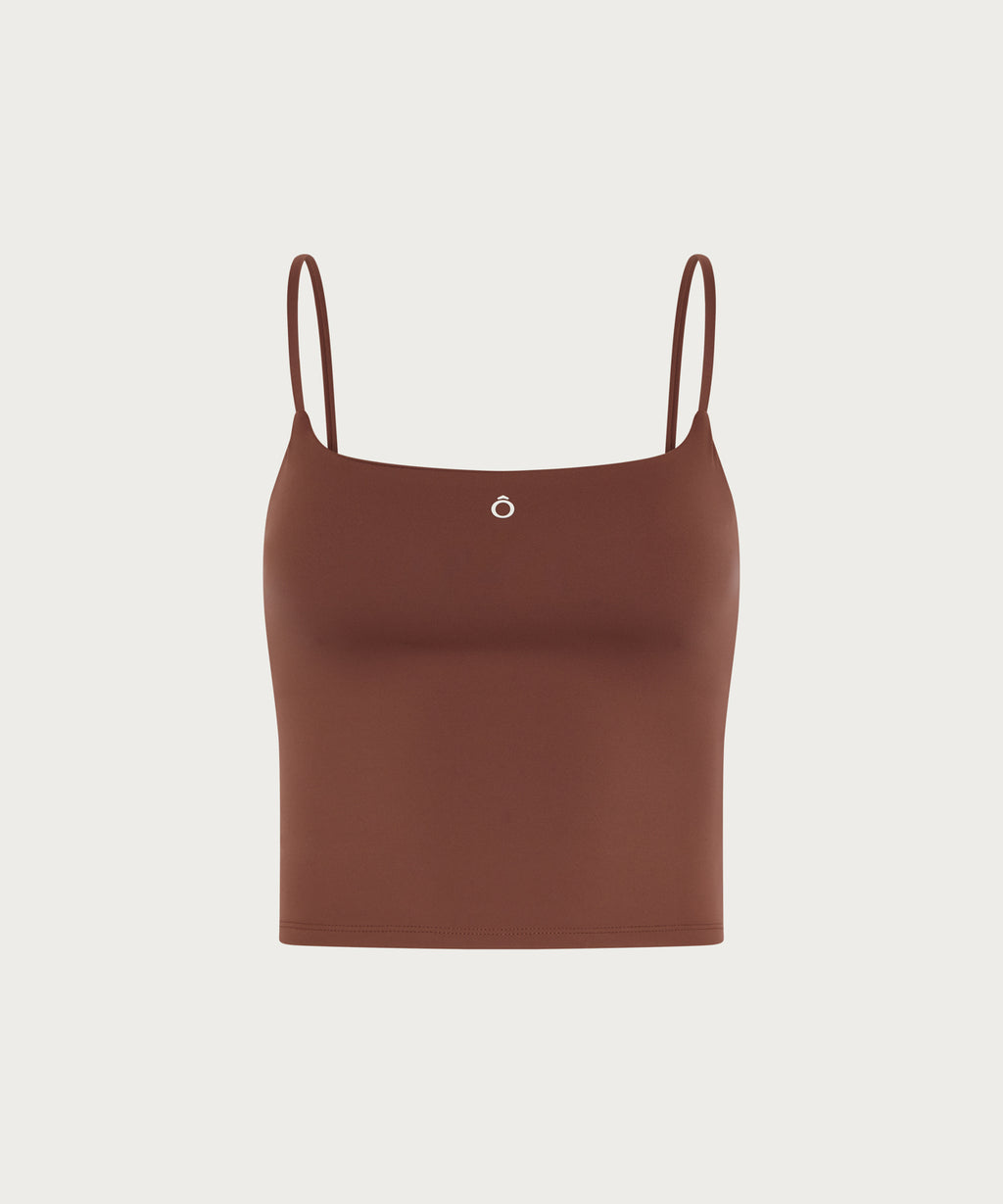 Naya Top in Chocolate Brown, back view, ÔNNE activewear