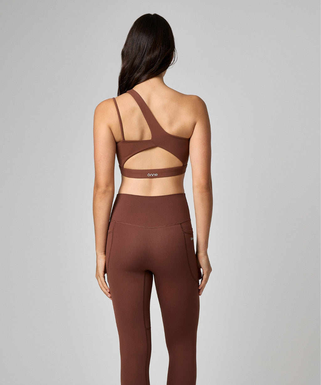 Nora Top in Birch Brown, Sand Brown, back view, ÔNNE activewear