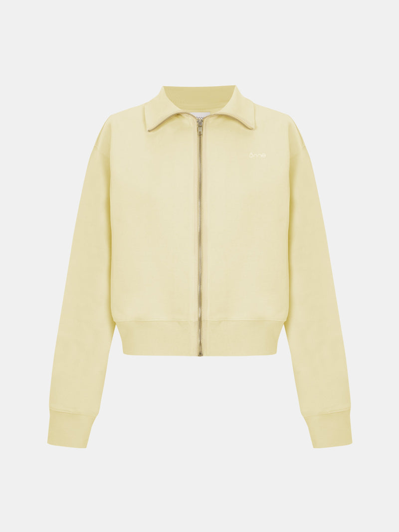 Alma Jacket in Creamy Yellow, silhouette, front, ÔNNE activewear