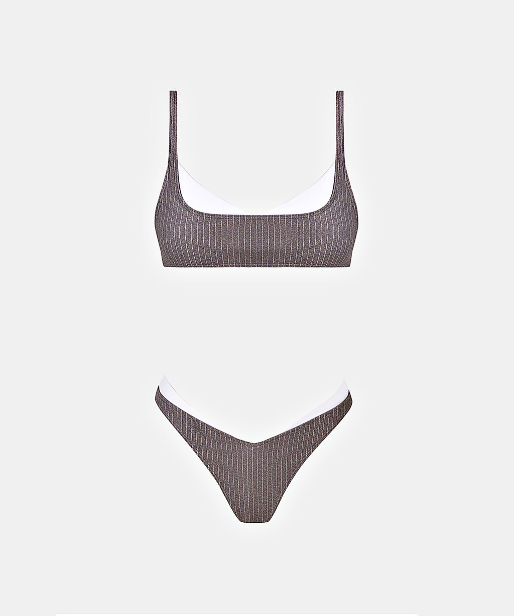 Bacau Top in Grey White, ÔNNE swimwear