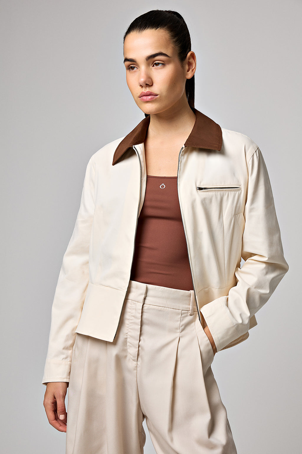 Ballina Tailored Jacket in Beige, ÔNNE swimwear
