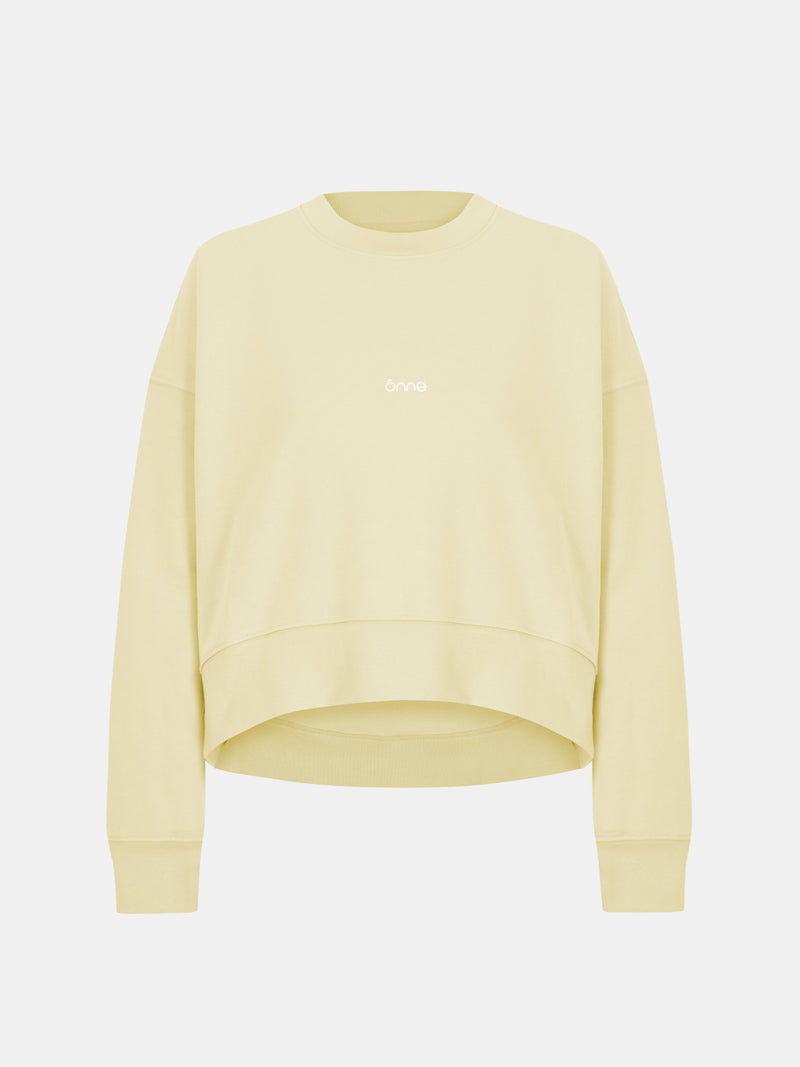 Elara Hoodie Baggy in Creamy Yellow, silhouette, front, ÔNNE activewear