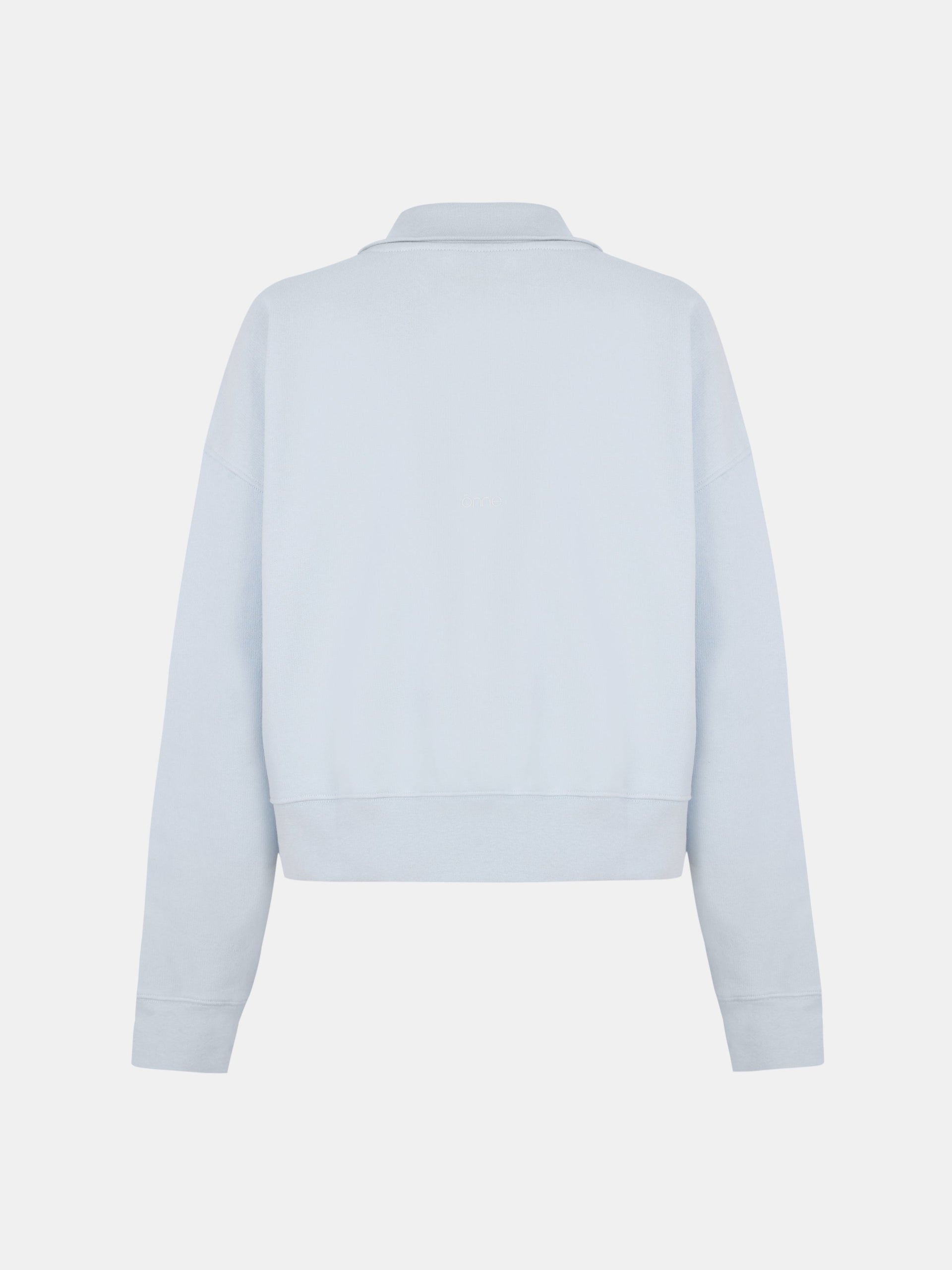 Luma Hoodie Half in Water Blue, silhouette, back, ÔNNE activewear