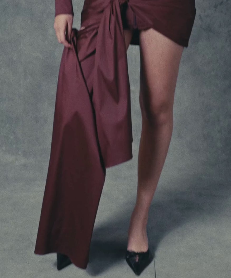 The Tied Front Mini Dress Burgundy