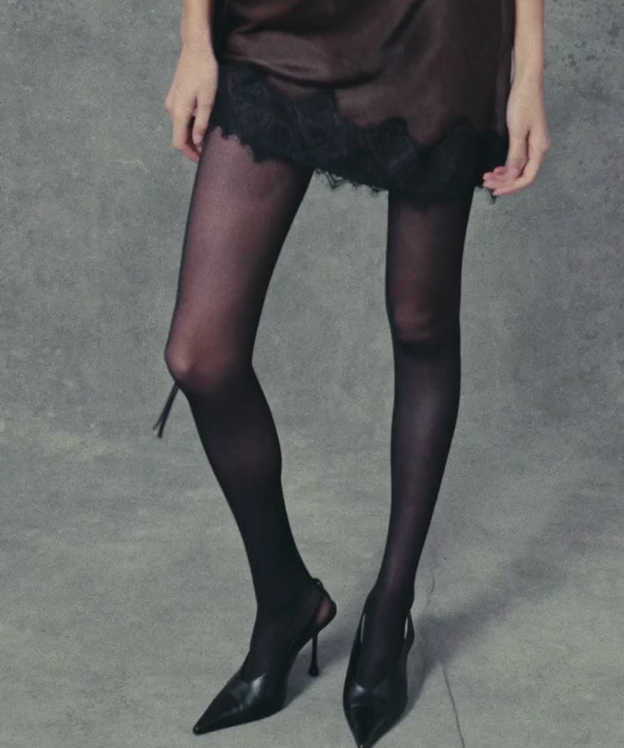 The Satin Mini Slip Dress Black