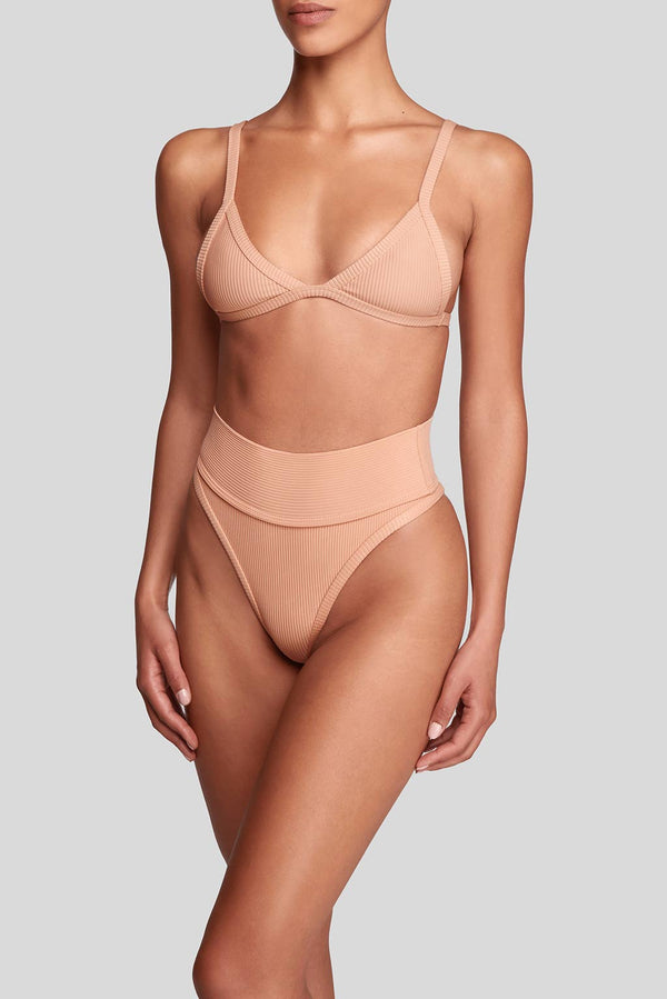 Maura Bottom Rib in Nude, front view, ÔNNE swimwear
