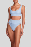 Maura Bottom Rib in Grey Blue, front view, ÔNNE swimwear