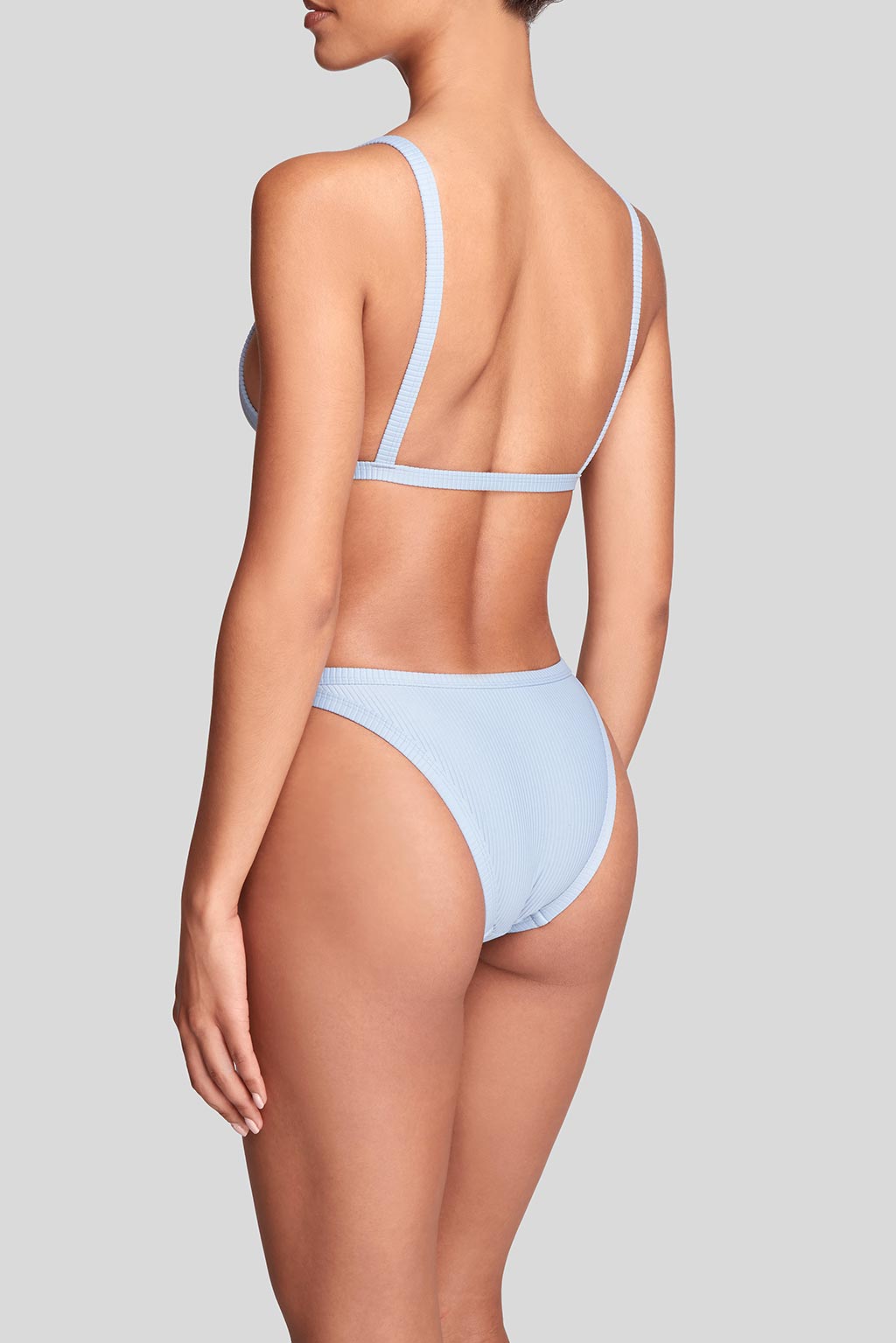 Palmyra Top Rib in Grey Blue, back view, ÔNNE swimwear