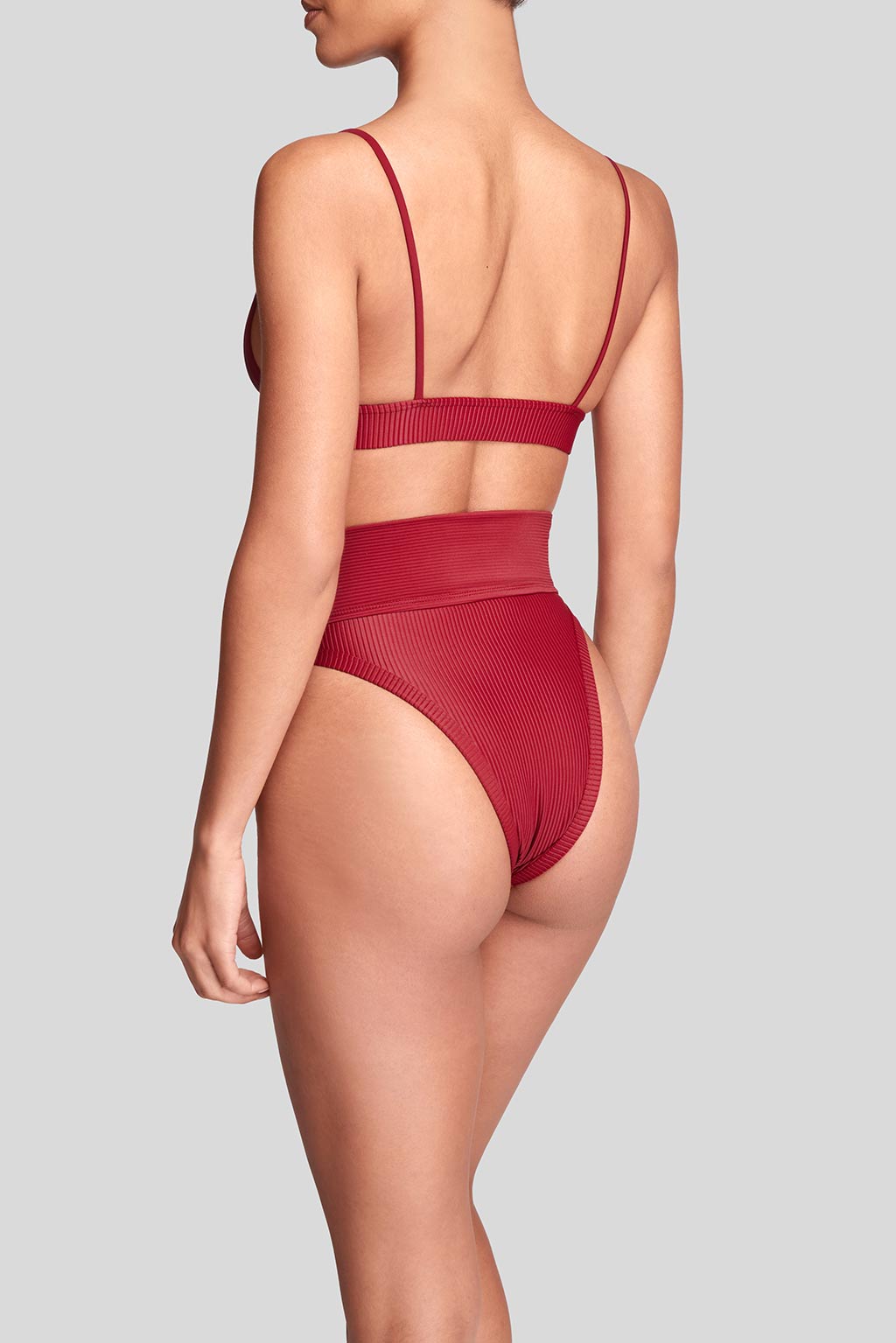 Maura Bottom Rib in Wine, back view, ÔNNE swimwear